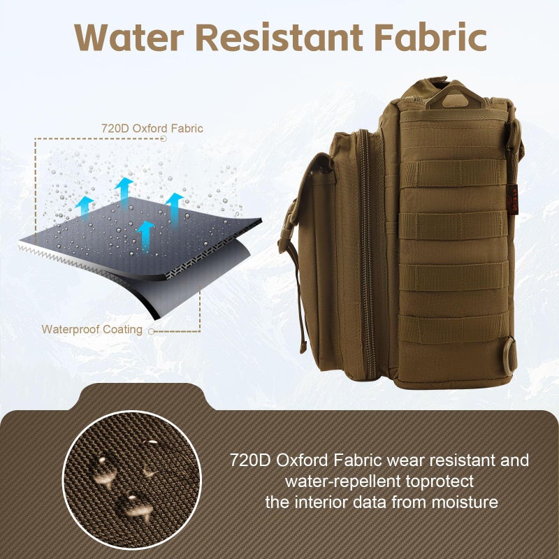 GES حقيبة رسائل تكتيكية مقاس 15.6 بوصة للرجال، حقيبة كمبيوتر عسكرية وحقيبة كتف للعمل، الكلية (كاكي) - Image 3